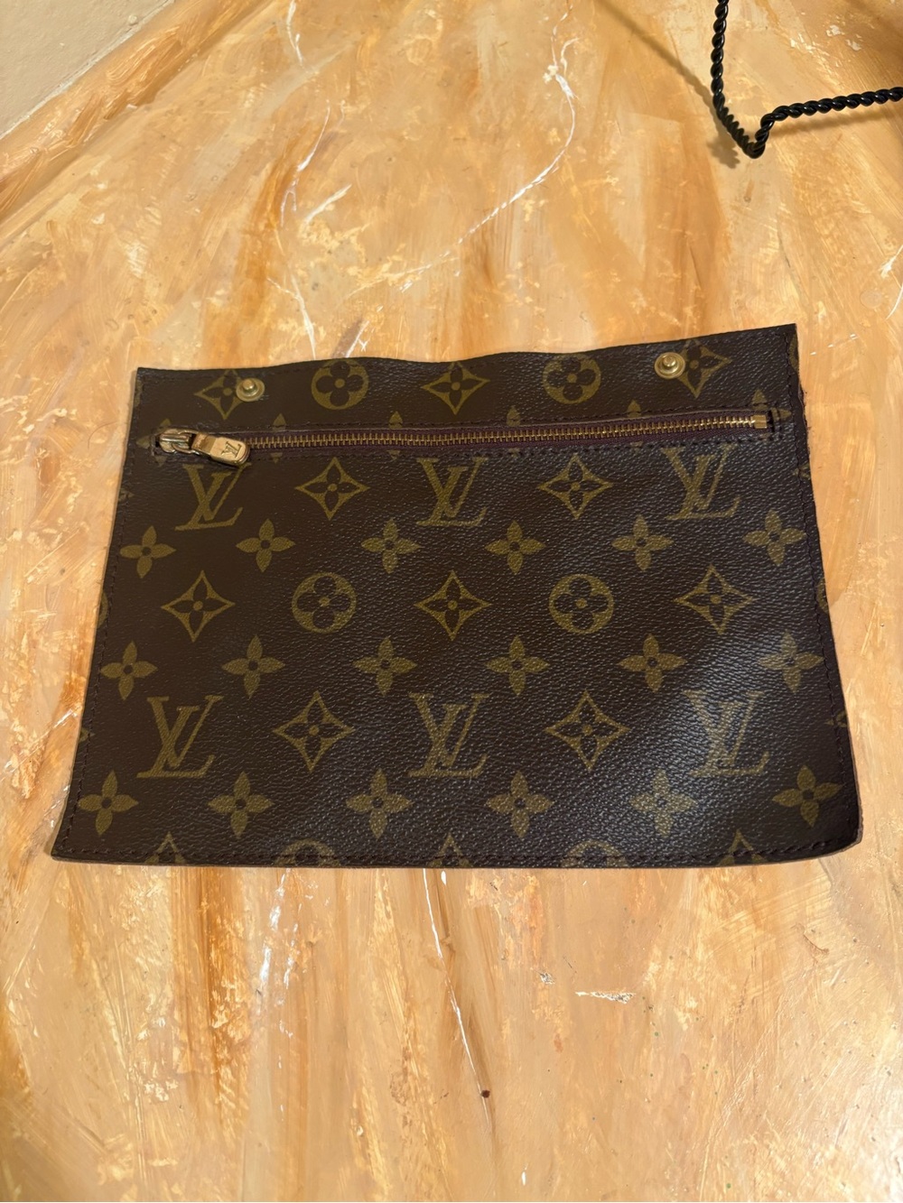 Louis Vuitton Monogram Canvas Pouch in Brown with Gold Hardware